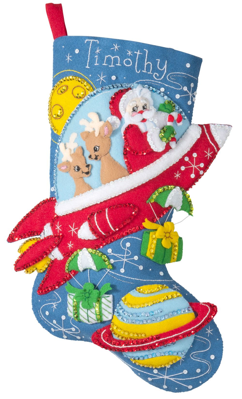 Outdoorsman Santa 18 Felt Christmas Stocking Kit