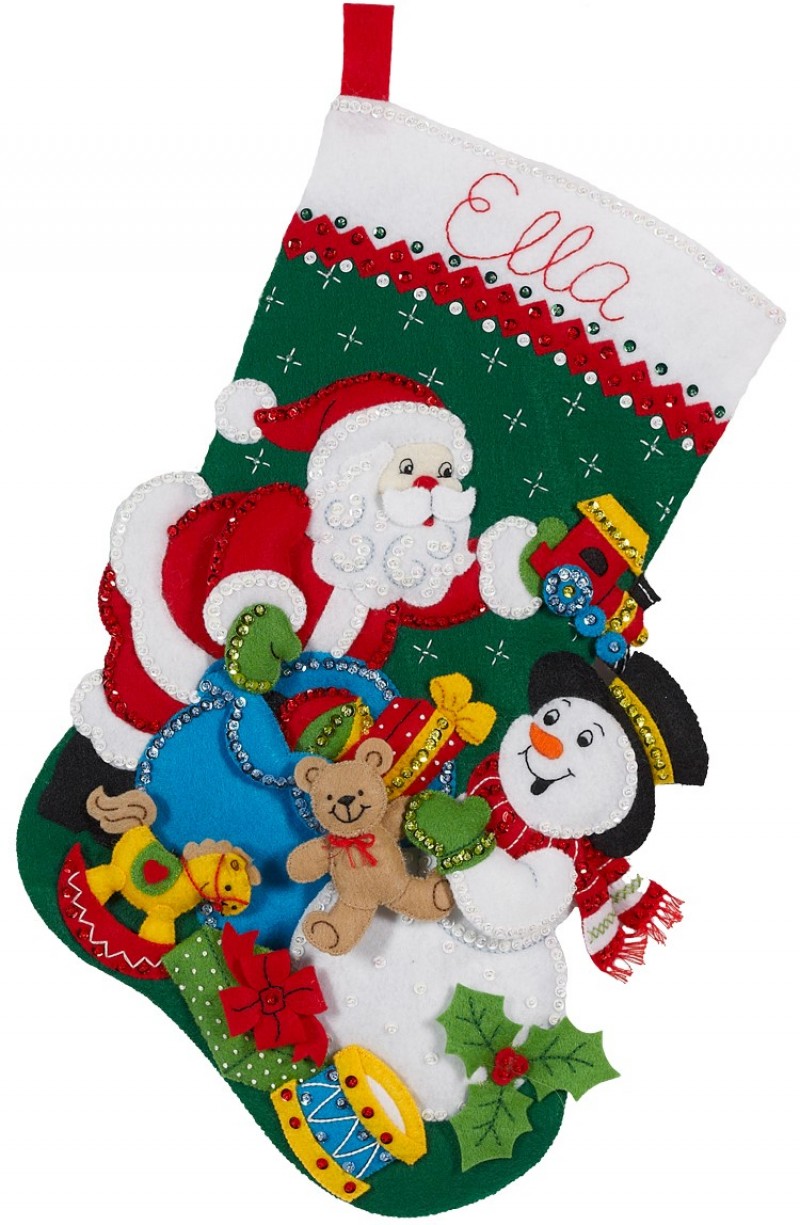 Outdoorsman Santa 18 Felt Christmas Stocking Kit